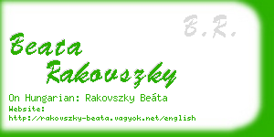 beata rakovszky business card